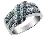 1/2 Carat (ctw) White and Blue Diamond Ring in Sterling Silver